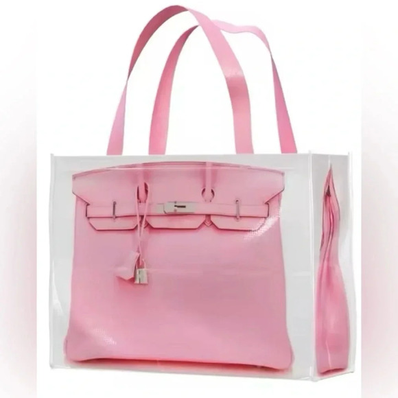 Reusable grocery tote bag, printed designer Birkin bag Large Capacity bags PINK - Picture 4 of 12